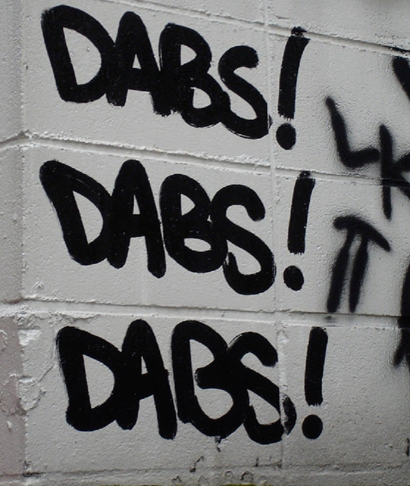 Proven Recommendations For Cannabis Dabbing. Dabs written on brick wall.