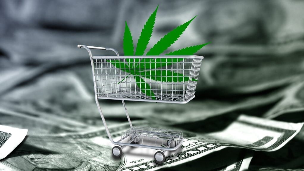 Top Things You Should Know About Marijuana Pricing. Shopping cart on top of money with a marijuana leaf in it.
