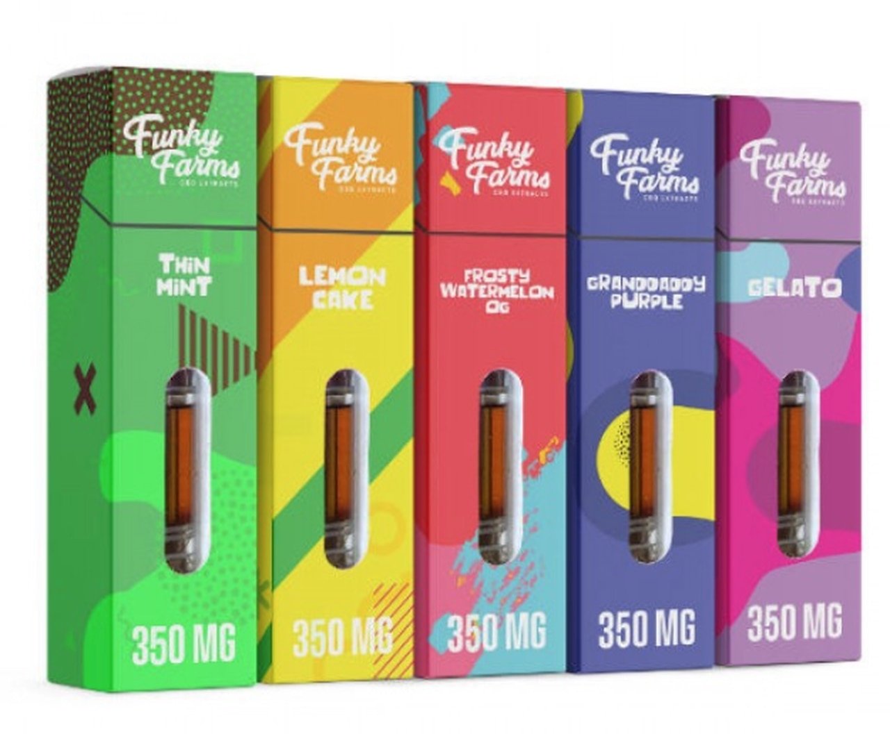 colorful box packaging, funky farms cbd
