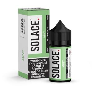 mint flavored ejuice bottle and package, solace vapor
