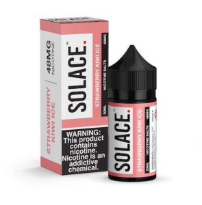 ejuice packaging and bottle on white surface, solace vapor 