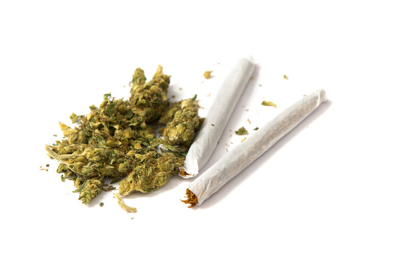 cannabis and joints on isolated white, ordering weed online
