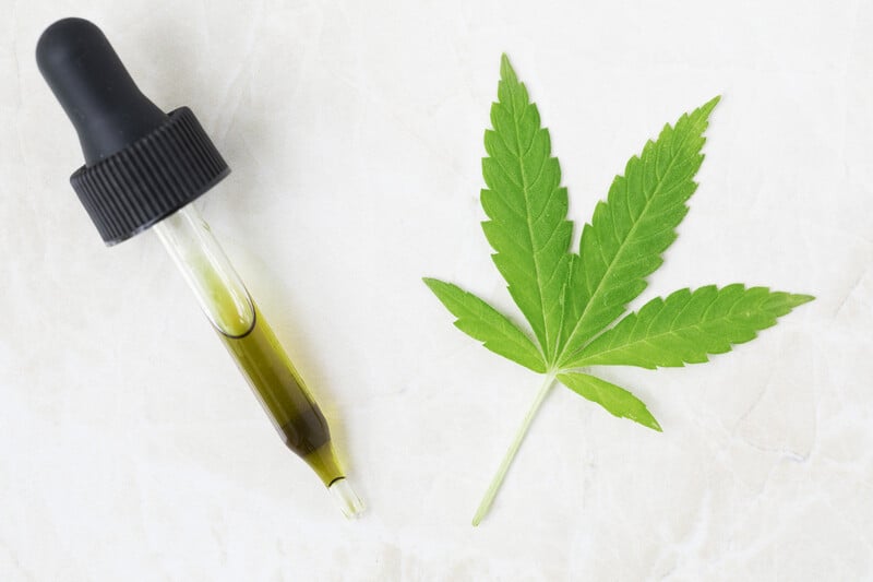 oil dropper with a marijuana leaf, best ways to consume cbd to relieve stress