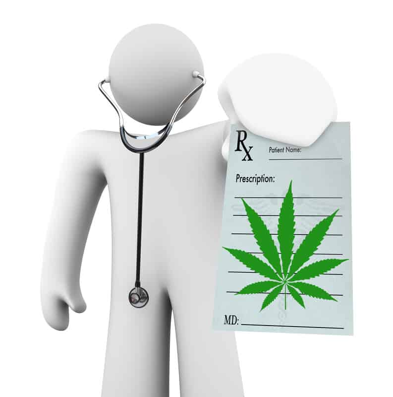 cannabis doctor holding a prescription pad