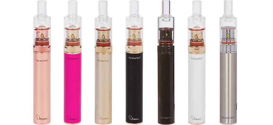 row of vape pens on isolated white, pink dab pen